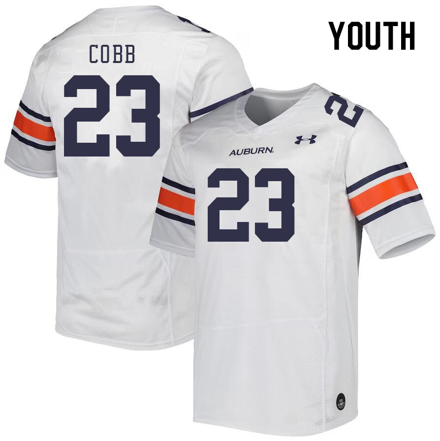 Youth #23 Jeremiah Cobb Auburn Tigers College Football Jerseys Stitched Sale-White